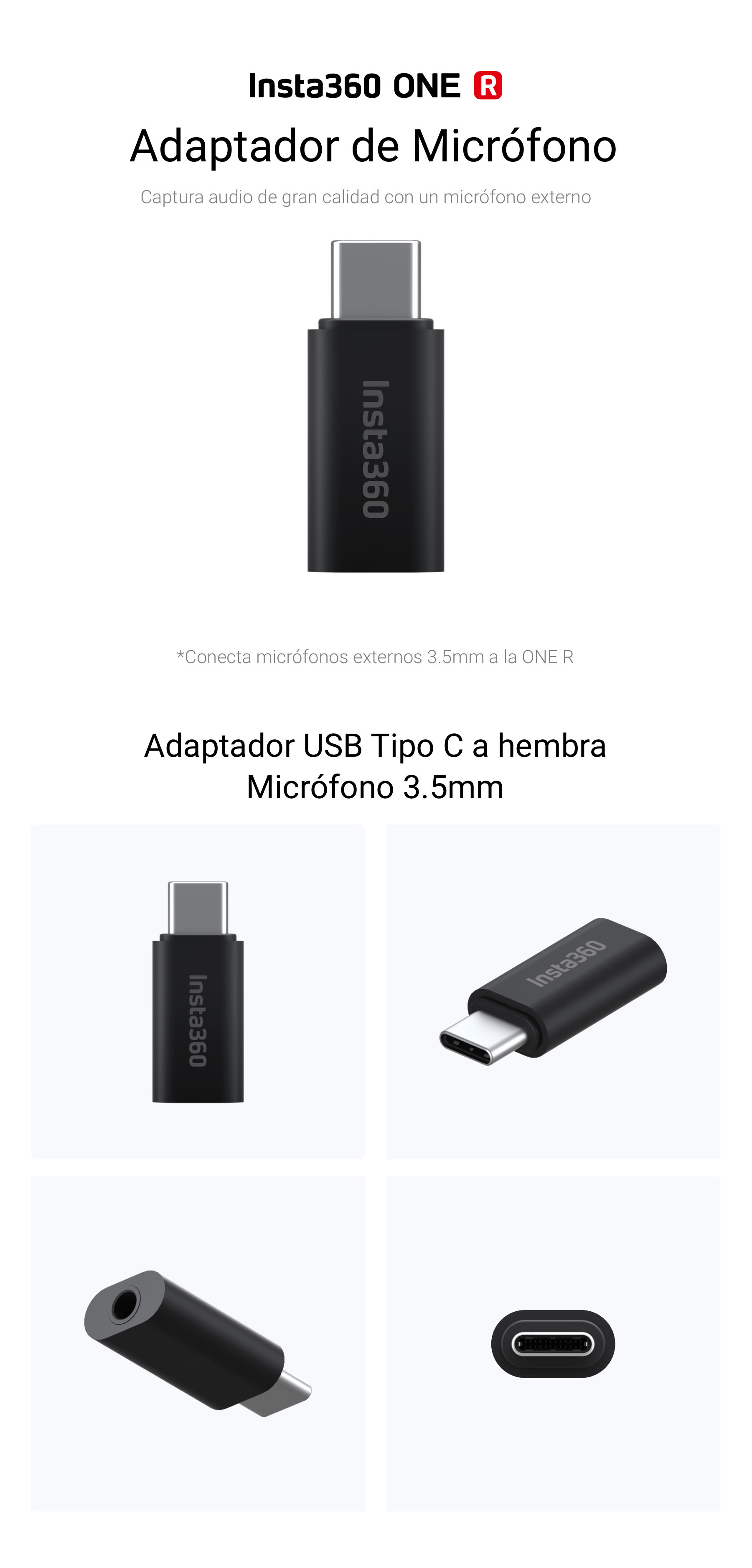 Adaptador para micrófono Insta360 One R