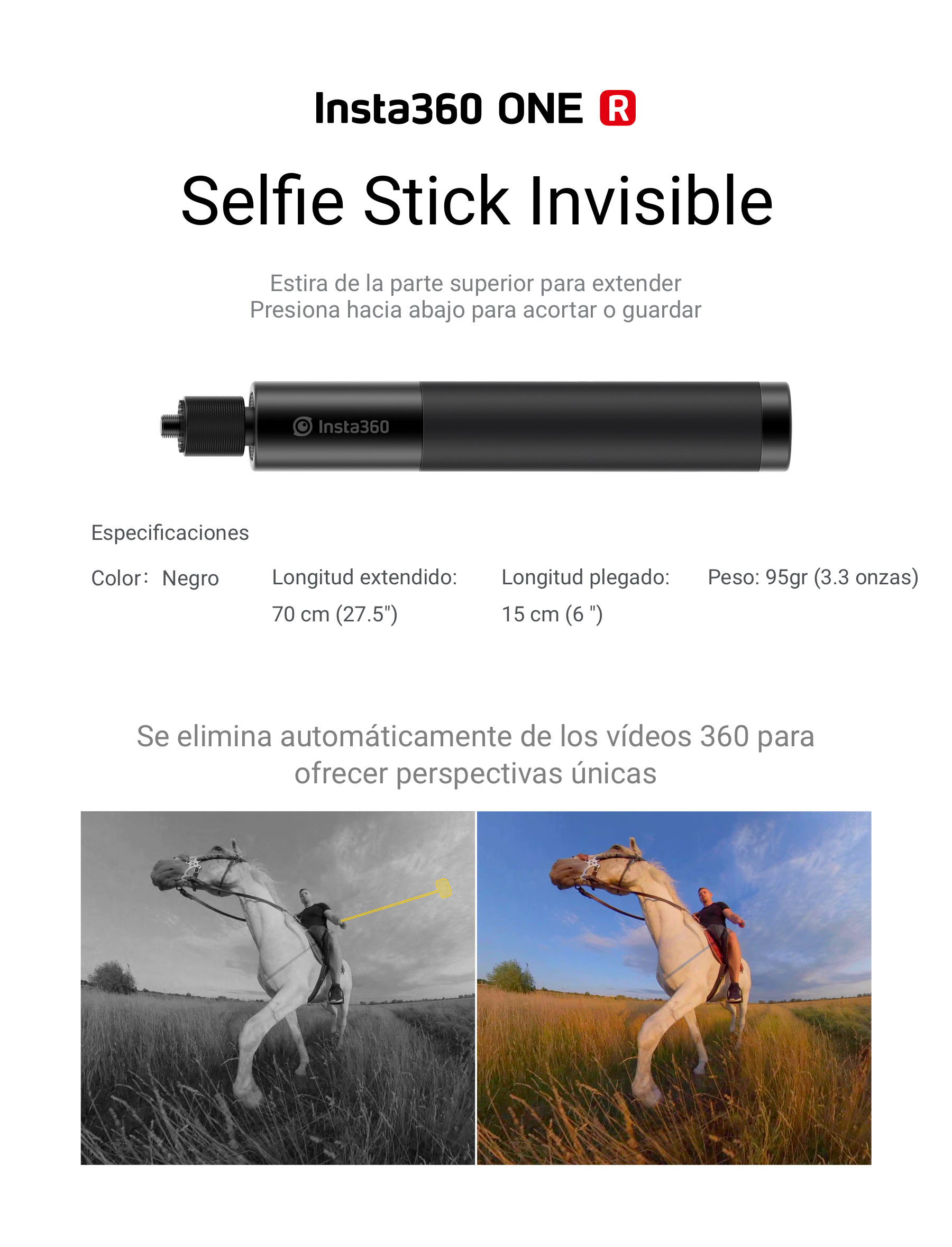 Comprar Stick selfie invisible para Insta360 One R en stock en Madrid